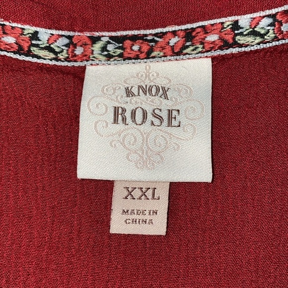 KNOX ROSE maxi embroidered tiered boho gauze 2 pockets 46” long NEW size 2X - Picture 6 of 9